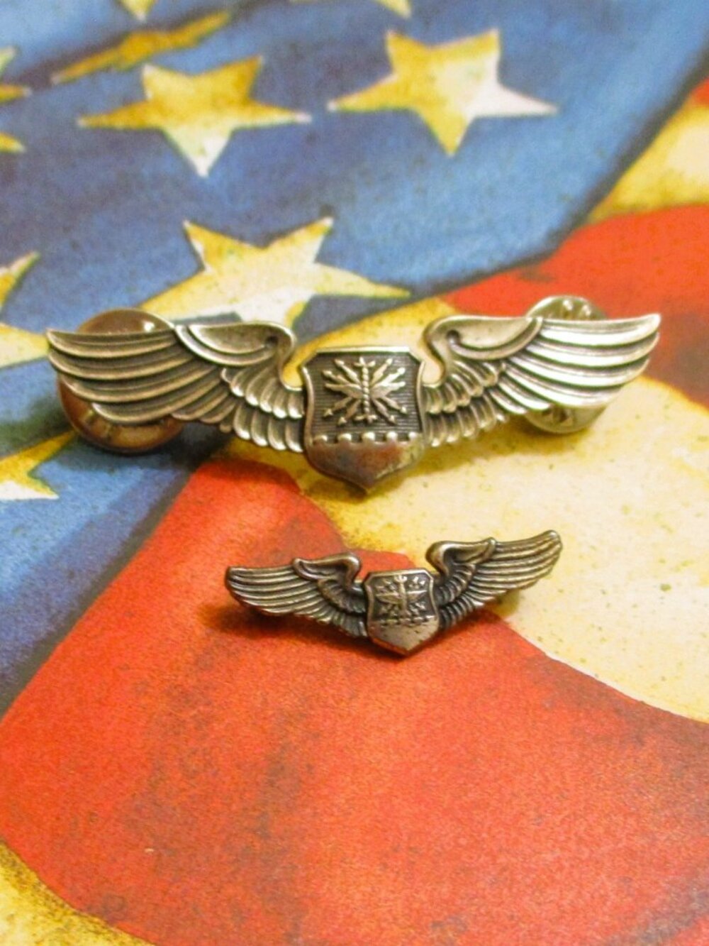 USAF Enlisted Navigator Wing Pair: Sterling Silver NS Meyer